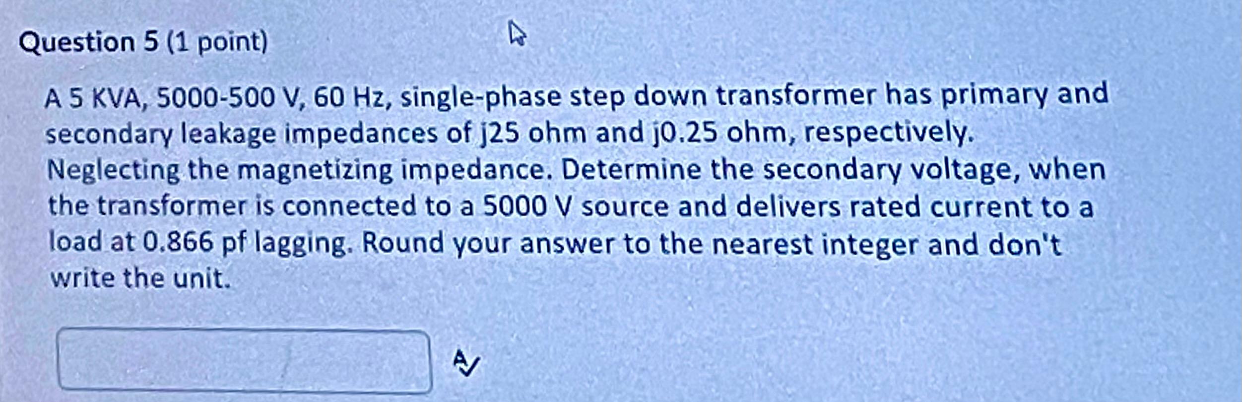 Solved Question Point A Kva V Hz Chegg Com