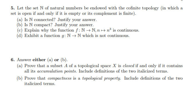 Solved 5. Let the set N of natural numbers be endowed with | Chegg.com