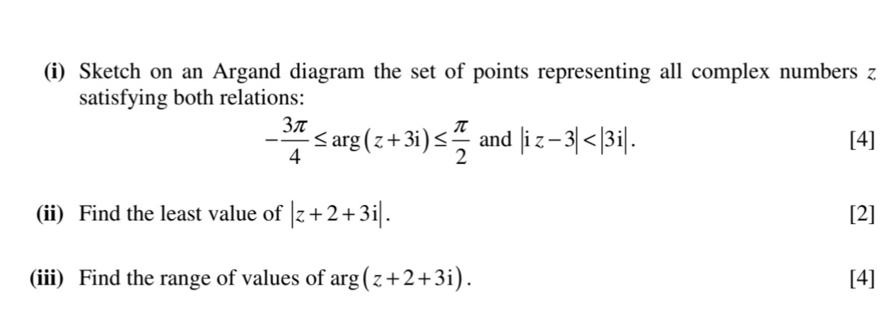 Solved (i) Sketch on an Argand diagram the set of points | Chegg.com