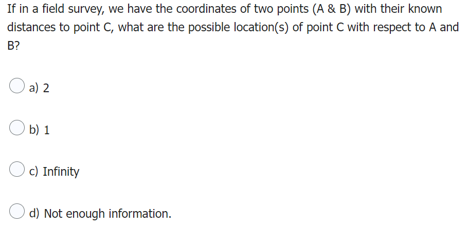 Solved If in a field survey, we have the coordinates of two | Chegg.com