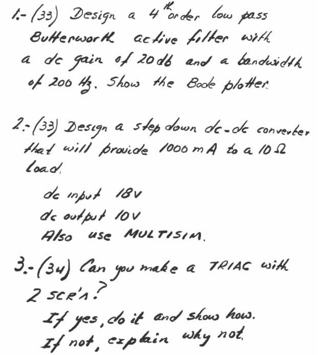 Solved 1. Design a 4th order low pass Butterworth active | Chegg.com