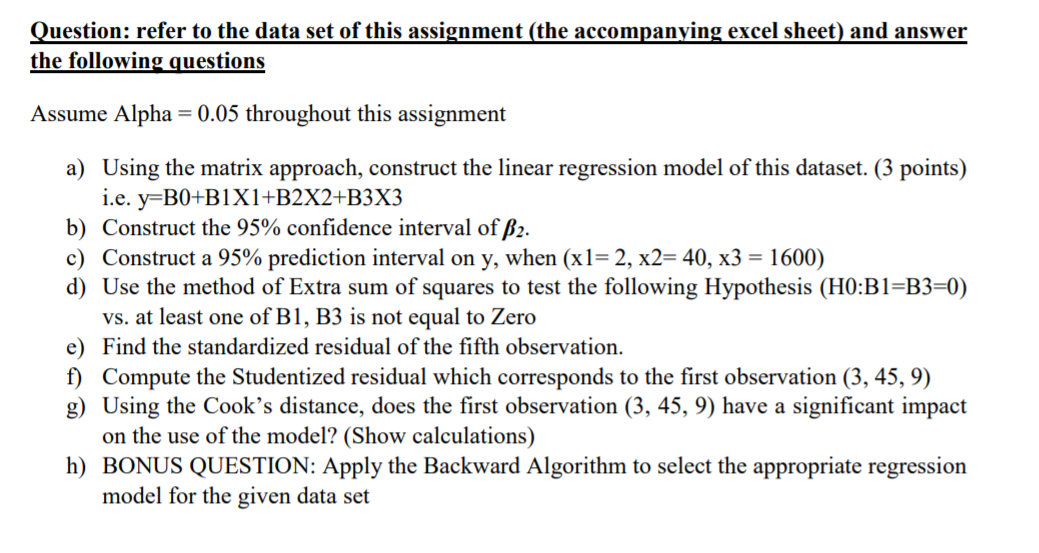 Solved Question Refer To The Data Set Of This Assignment Chegg