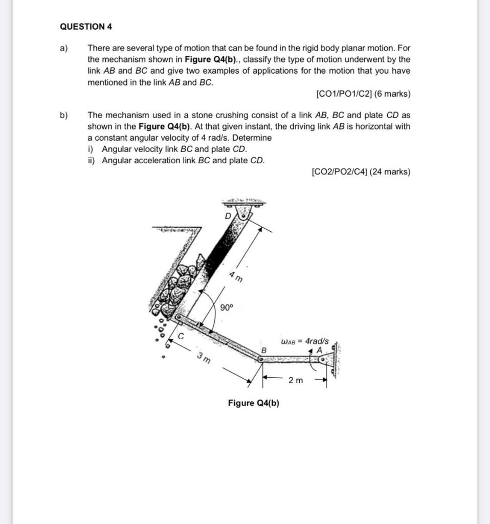 Solved QUESTION 4 A) There Are Several Type Of Motion That | Chegg.com