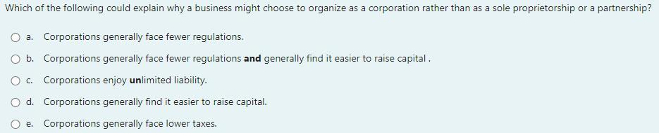 Solved Which of the following could explain why a business | Chegg.com