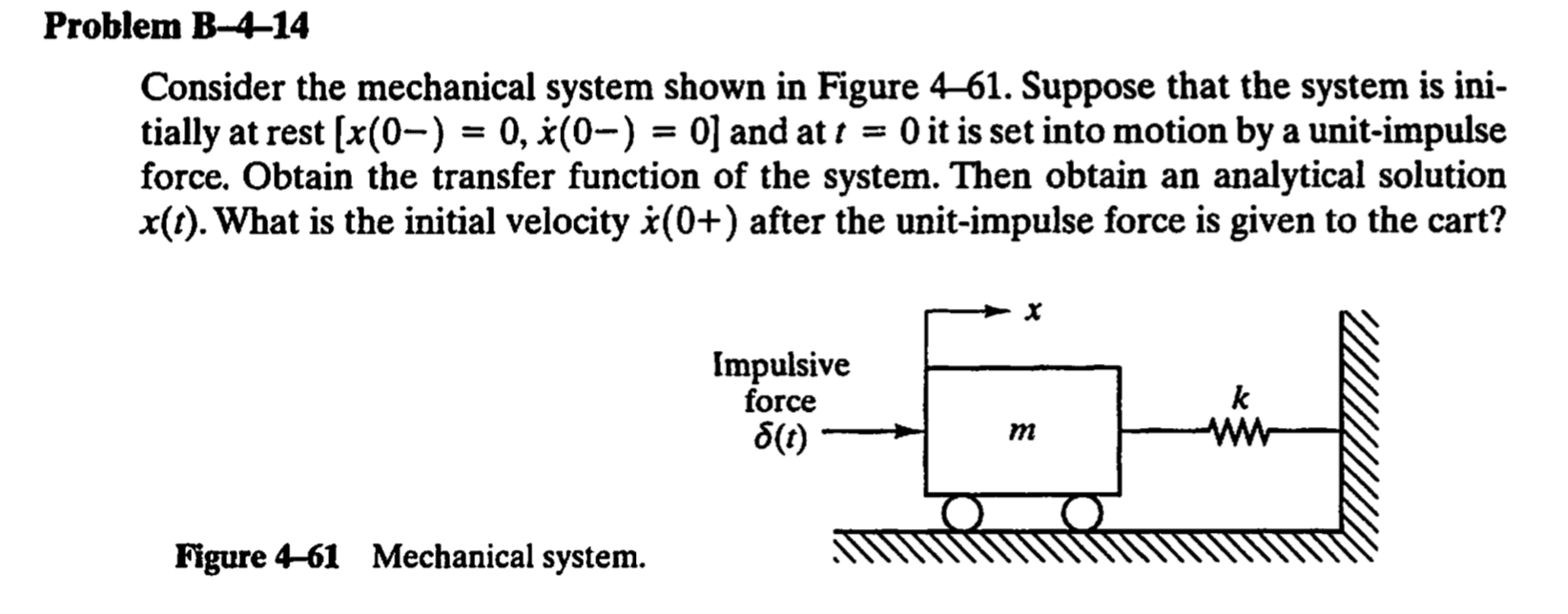 Solved Problem B-4-14 Consider The Mechanical System Shown | Chegg.com