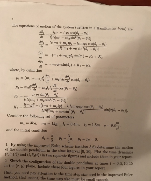 Solved Problem 2. Consider the double pendulum shown in the | Chegg.com