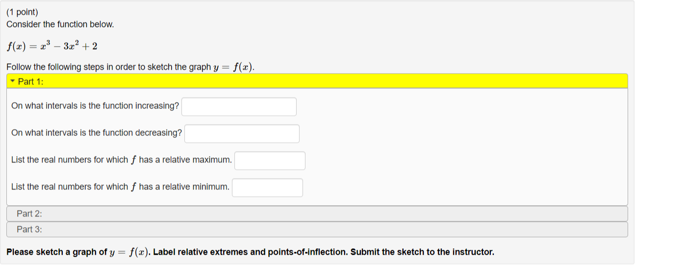 Solved (1 point) Consider the function below. f(x) = x3 – | Chegg.com
