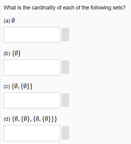 Solved What Is The Cardinality Of Each Of The Following | Chegg.com