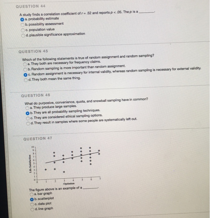 Solved QUESTION 44 A study finds a correlation coefficient | Chegg.com
