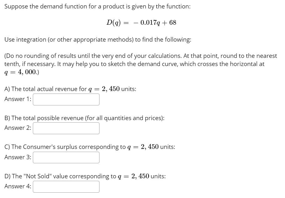 Solved Suppose the demand function for a product is given by | Chegg.com