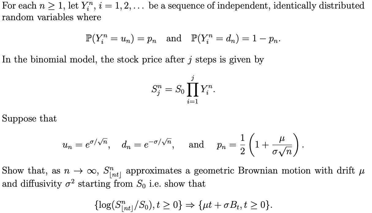 For Each N 1 Let Y I 1 2 Be A Sequenc Chegg Com