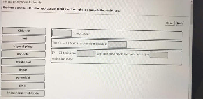 Solved Chlorine and phosphorus trichloide Drag | Chegg.com