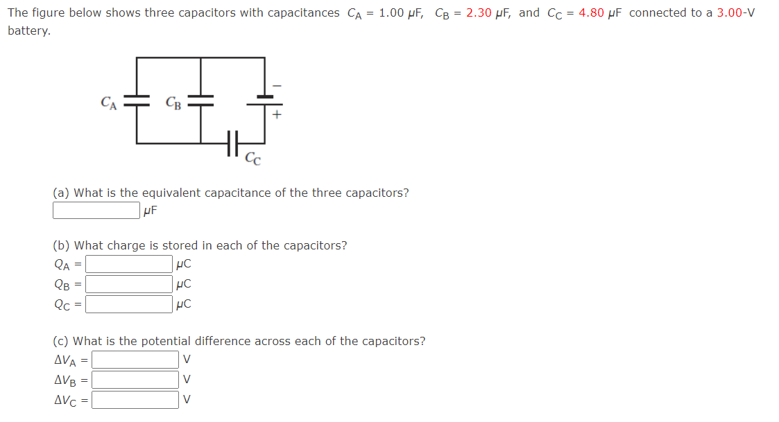 Solved The Figure Below Shows Three Capacitors With | Chegg.com