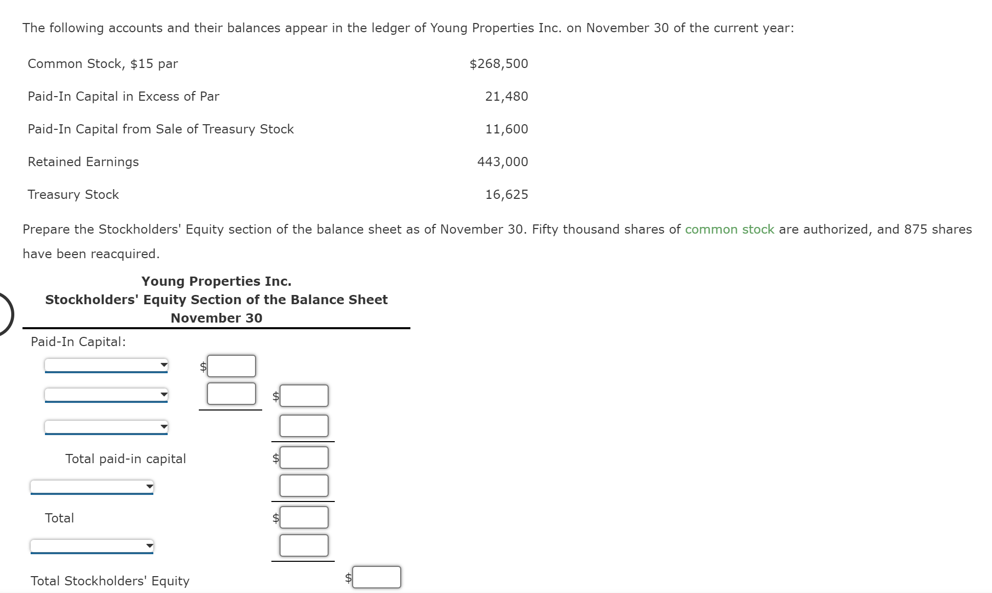 Solved Prepare The Stockholders' Equity Section Of The | Chegg.com