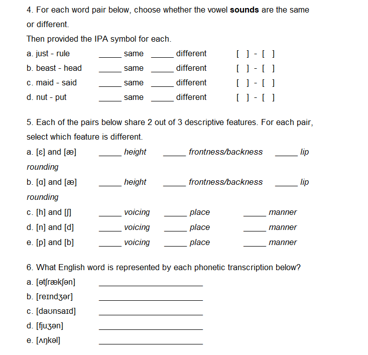 4 For Each Word Pair Below Choose Whether The Vo Chegg Com