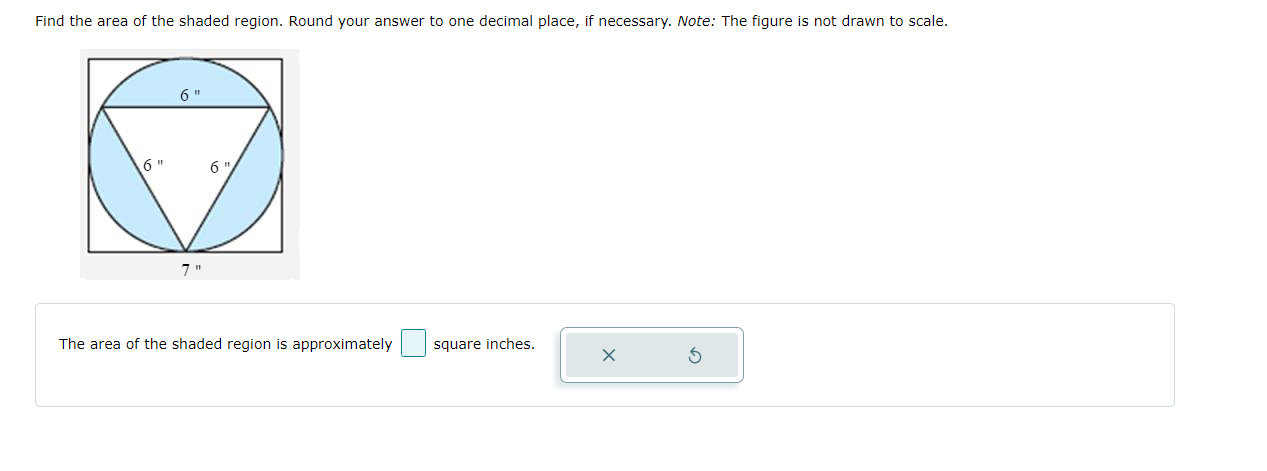 the area of the shaded region is square inches