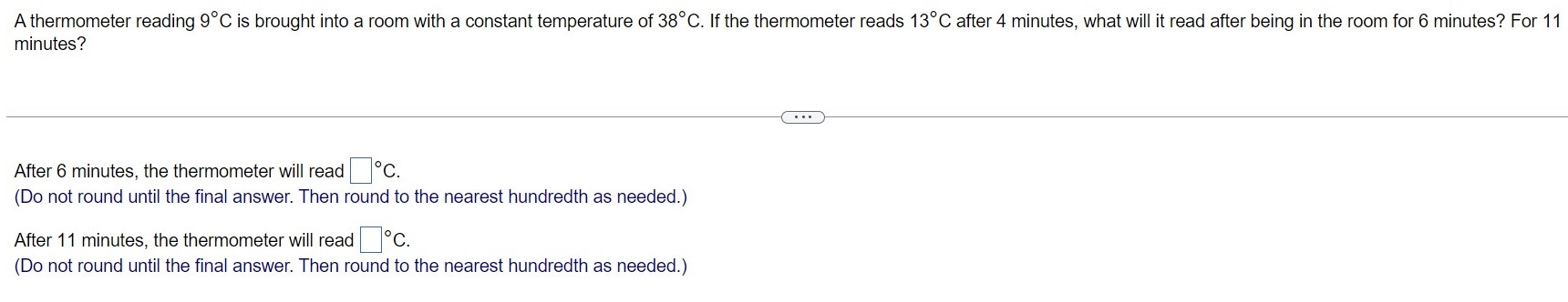 Solved A thermometer reading 9°C ﻿is brought into a room | Chegg.com