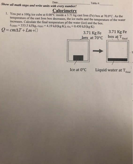 Solved Date Table Show All Math Steps And Write Units Chegg