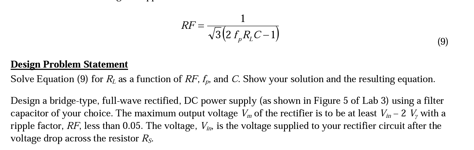 Solved 1. Design a DC power supply that meets specifications | Chegg.com