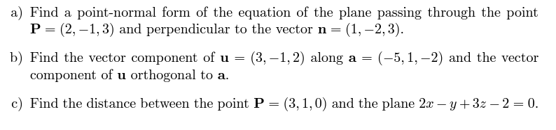 Solved a) Find a point-normal form of the equation of the | Chegg.com