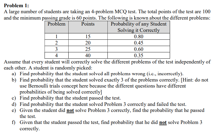 Solved Problem 1: A large number of students are taking an | Chegg.com