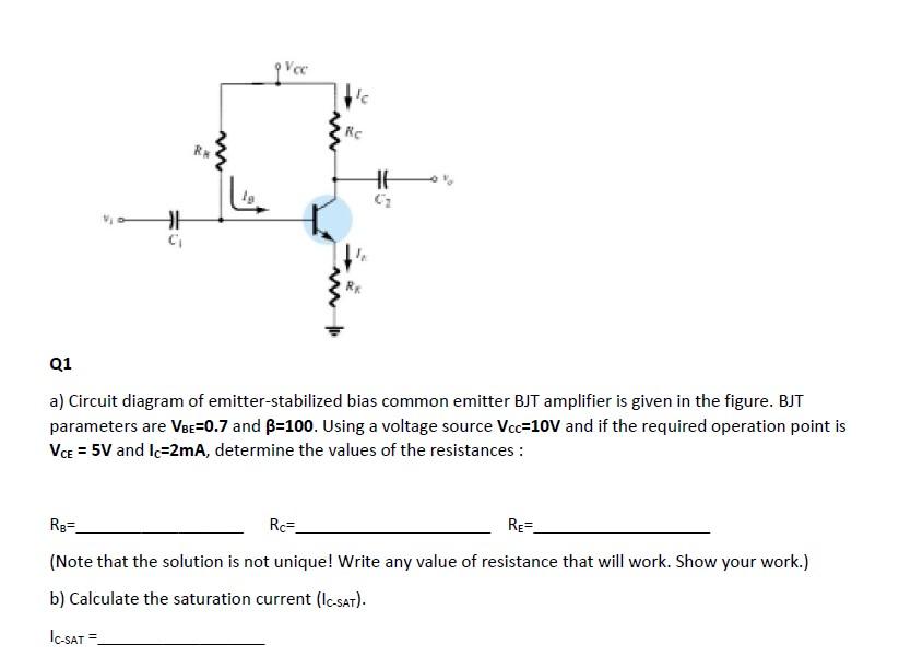 Solved Ice Ic RC } HE HE 0 R* Q1 a) Circuit diagram of | Chegg.com