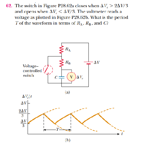 Solved The switch in figure P28.62a closes when V>2V/3 and | Chegg.com