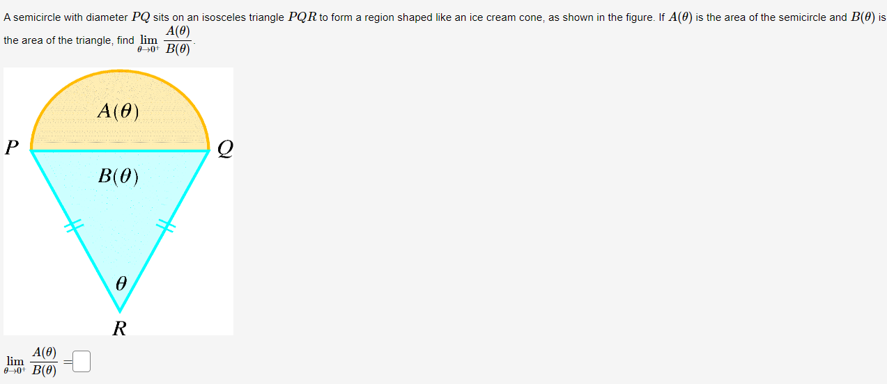 Solved The Area Of The Triangle, Find Limθ→0+B(θ)A(θ). | Chegg.com