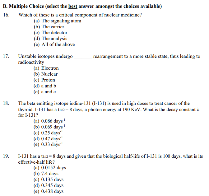 Solved B. Multiple Choice (select The Best Answer Amongst | Chegg.com