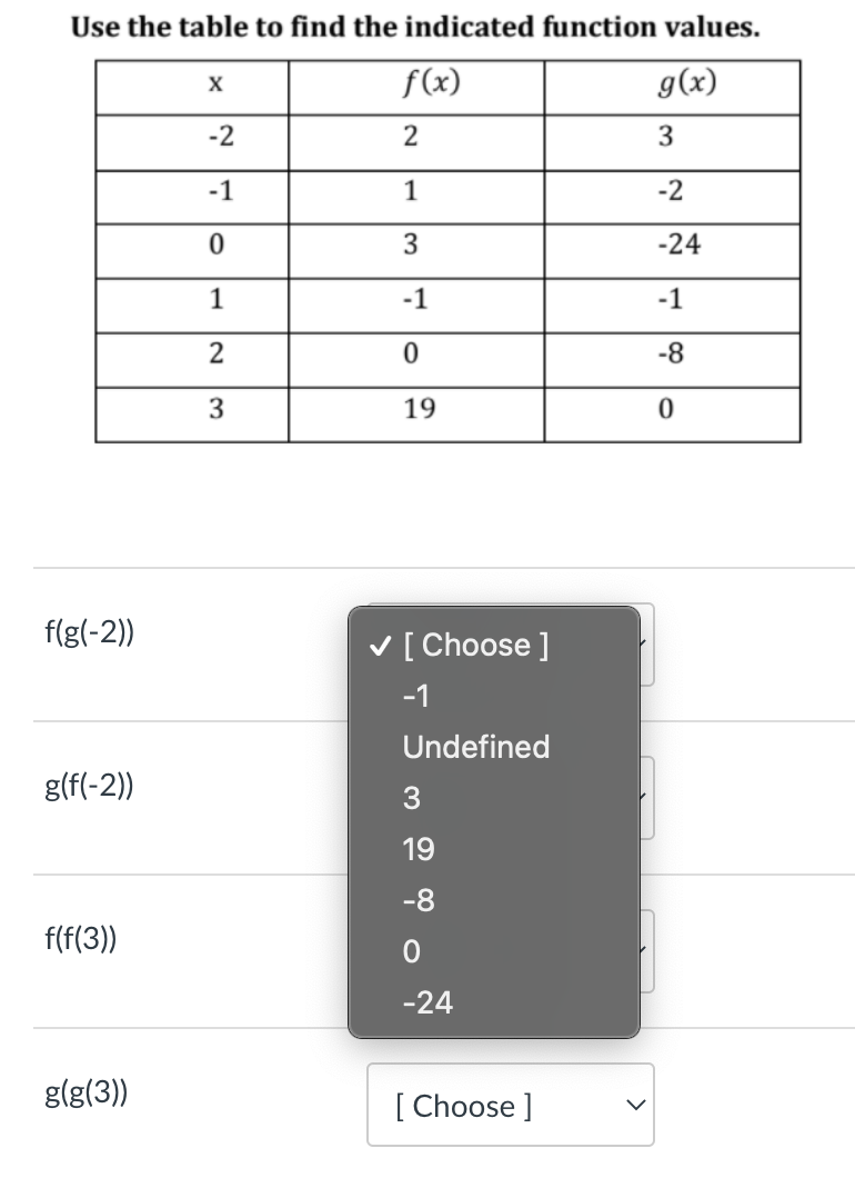 Solved The drop down menu is the answer choices for all the | Chegg.com