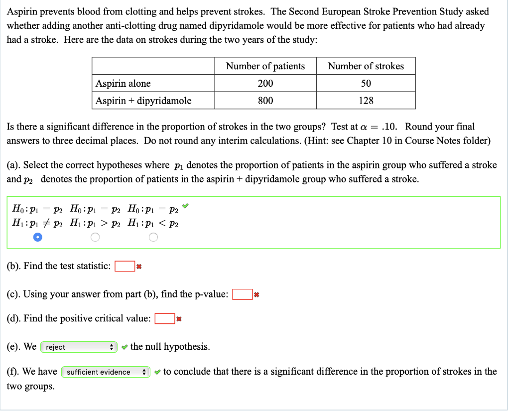 Aspirin prevents blood from clotting and helps