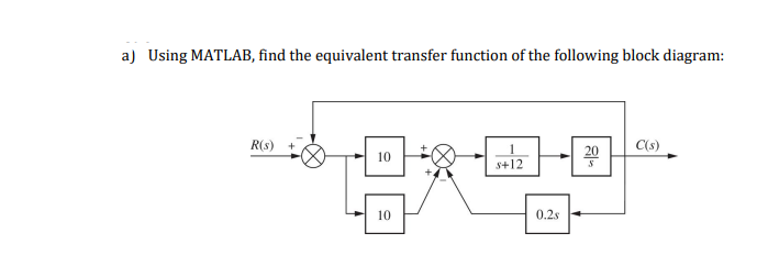 Solved a) Using MATLAB, find the equivalent transfer | Chegg.com