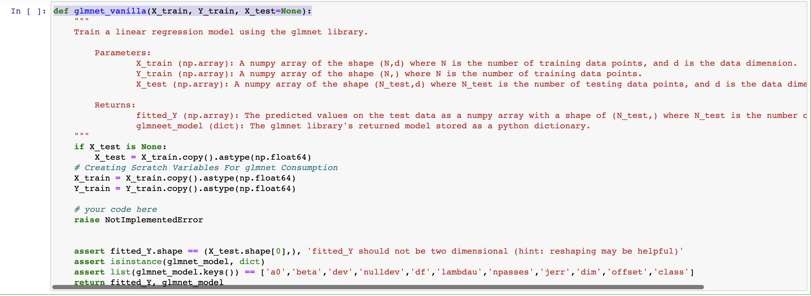 Task 1 Write a function glmnet_vanilla that fits a | Chegg.com