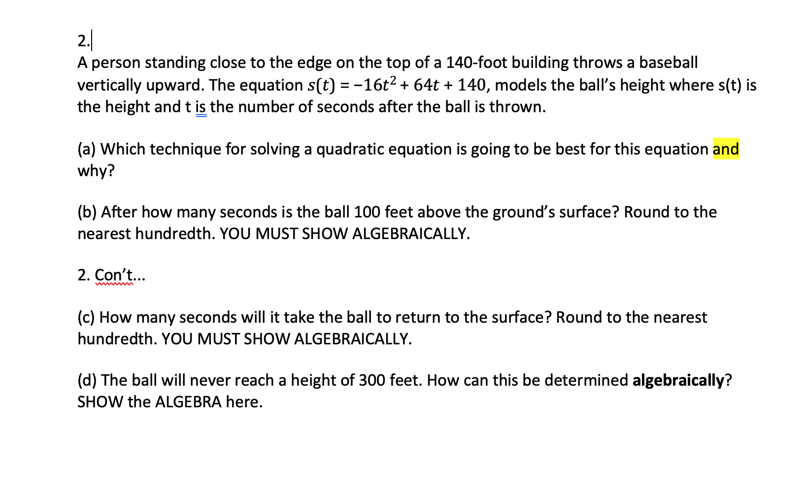Solved 2. A person standing close to the edge on the top of