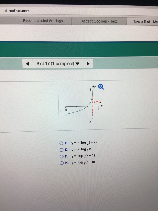 Solved The graph of a logarithmic function is given. Match | Chegg.com