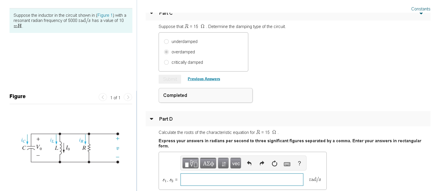 Solved PART B Calculate The Roots Of The Characteristic | Chegg.com