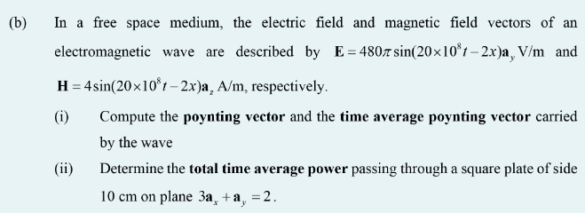 Solved (b) In a free space medium, the electric field and | Chegg.com