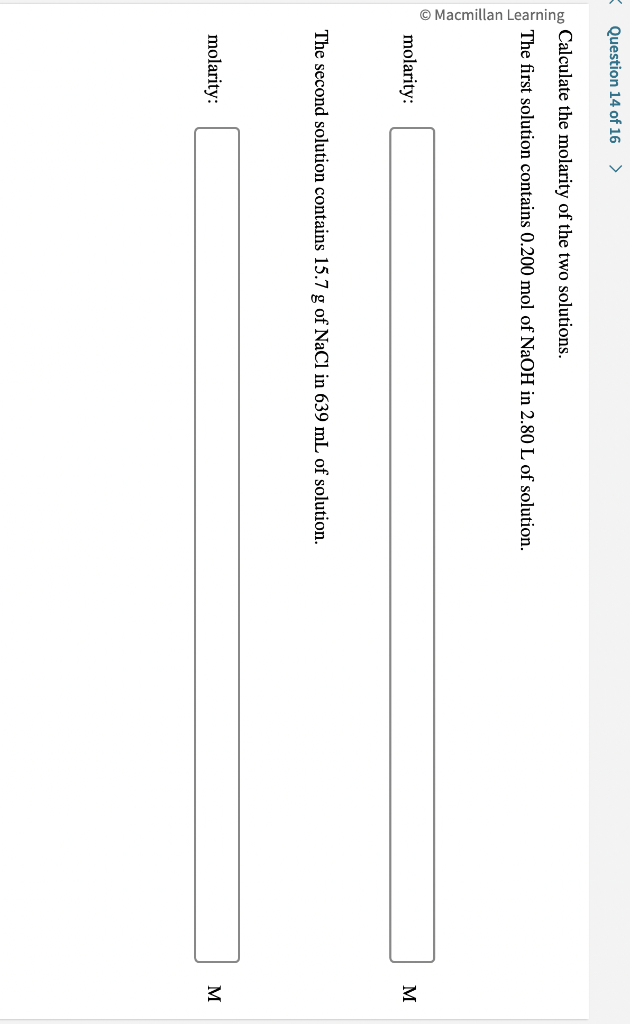Solved Calculate the molarity of the two solutions. The | Chegg.com