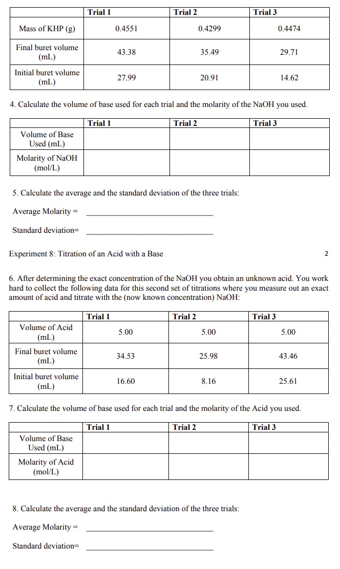 Solved Trial 1 Trial 2 Trial 3 Mass of KHP (g) 0.4551 0.4299 | Chegg.com