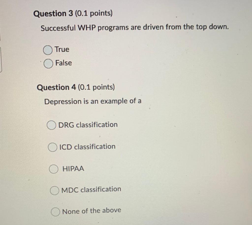 Solved Question 3 (0.1 points) Successful WHP programs are | Chegg.com