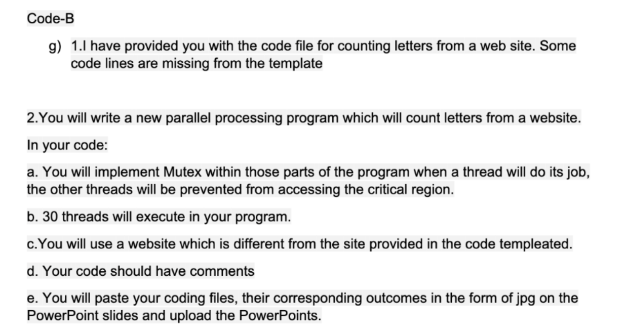 Solved Code-B g) 1.1 have provided you with the code file | Chegg.com