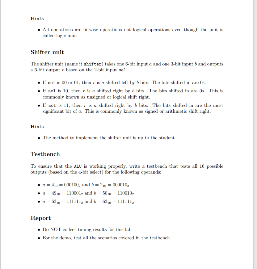 Solved Design of Digital Systems: Lab Assignment 3 The | Chegg.com