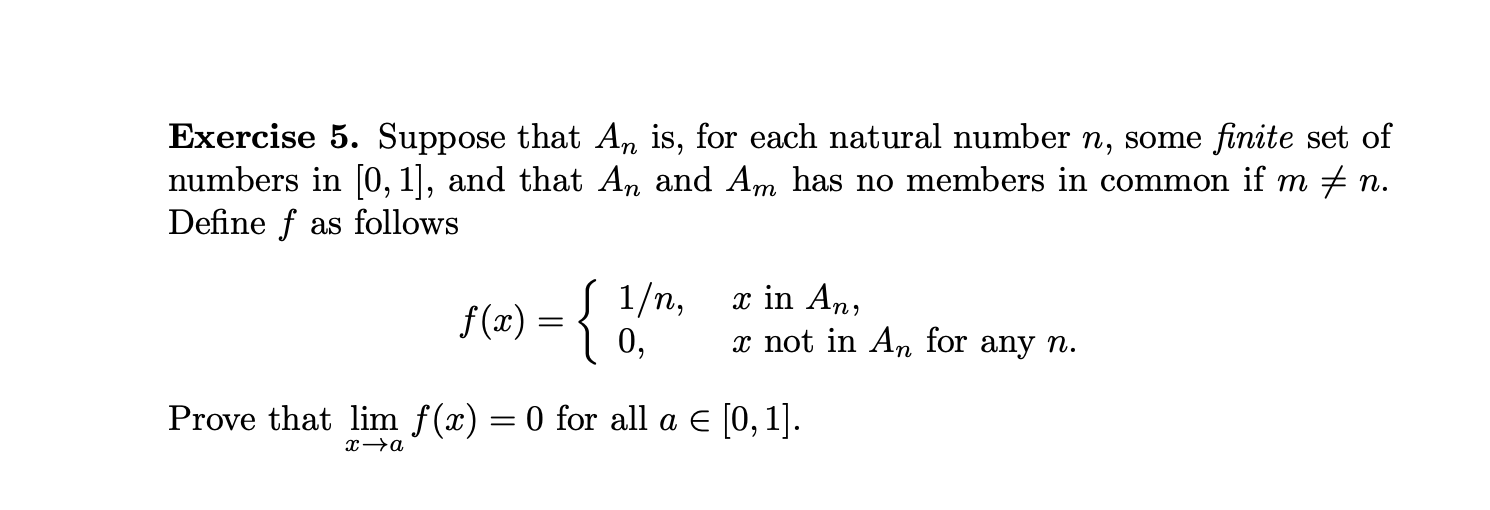 Solved Exercise 5 Suppose That An Is For Each Natural