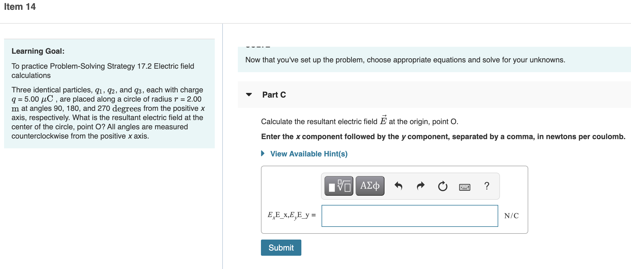 Solved Item 14 Learning Goal: To Practice Problem-Solving | Chegg.com