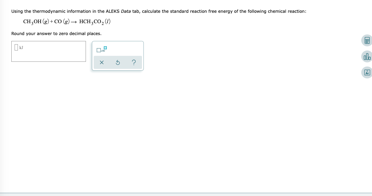 Solved Using the thermodynamic information in the ALEKS Data