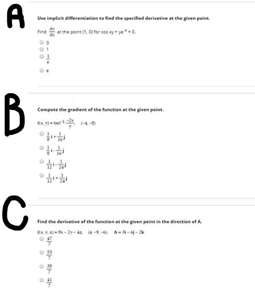 Solved A Use implicit differentiation to find the specified | Chegg.com