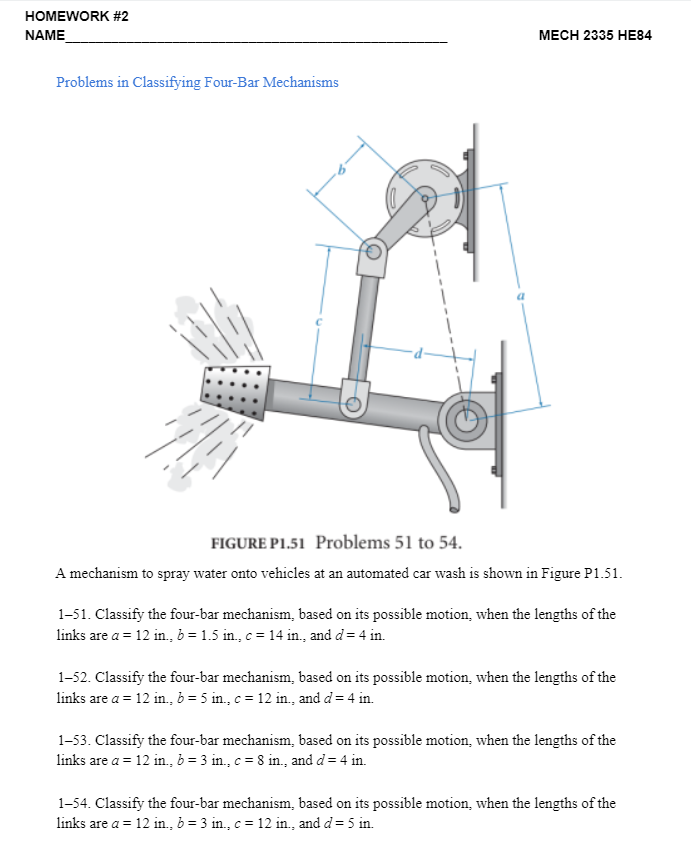 Solved Problems in Classifying FourBar Mechanisms FIGURE