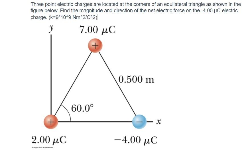 Solved Three point electric charges are located at the | Chegg.com