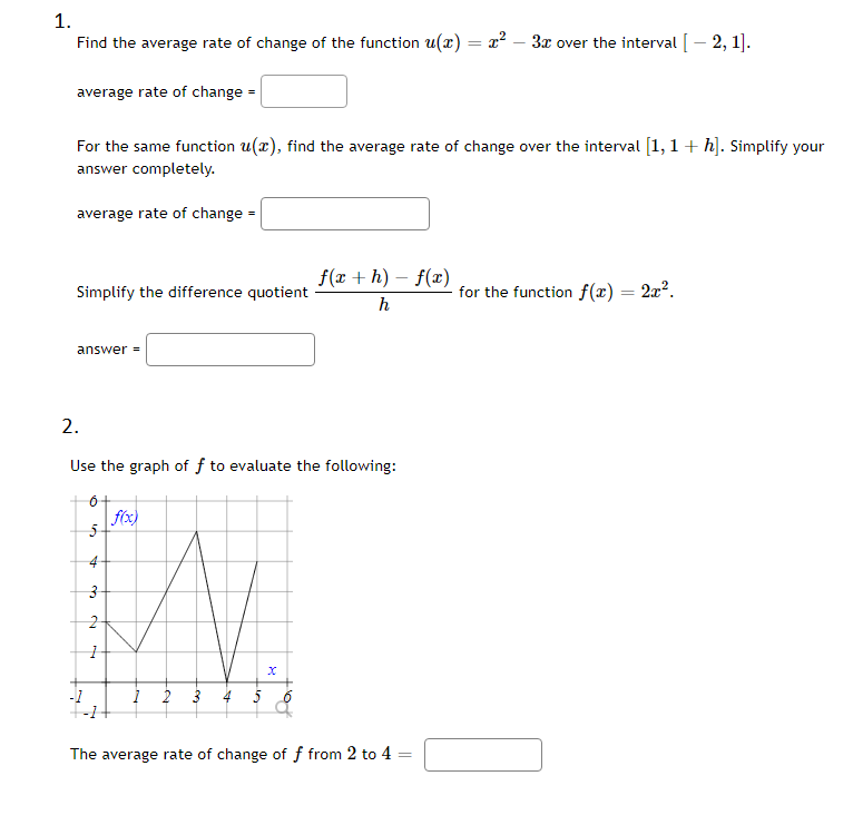 Solved 1. Find the average rate of change of the function | Chegg.com