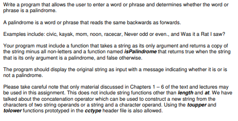 Solved Write a program that allows the user to enter a word | Chegg.com